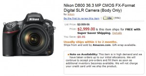 Amazon D800 Product Page